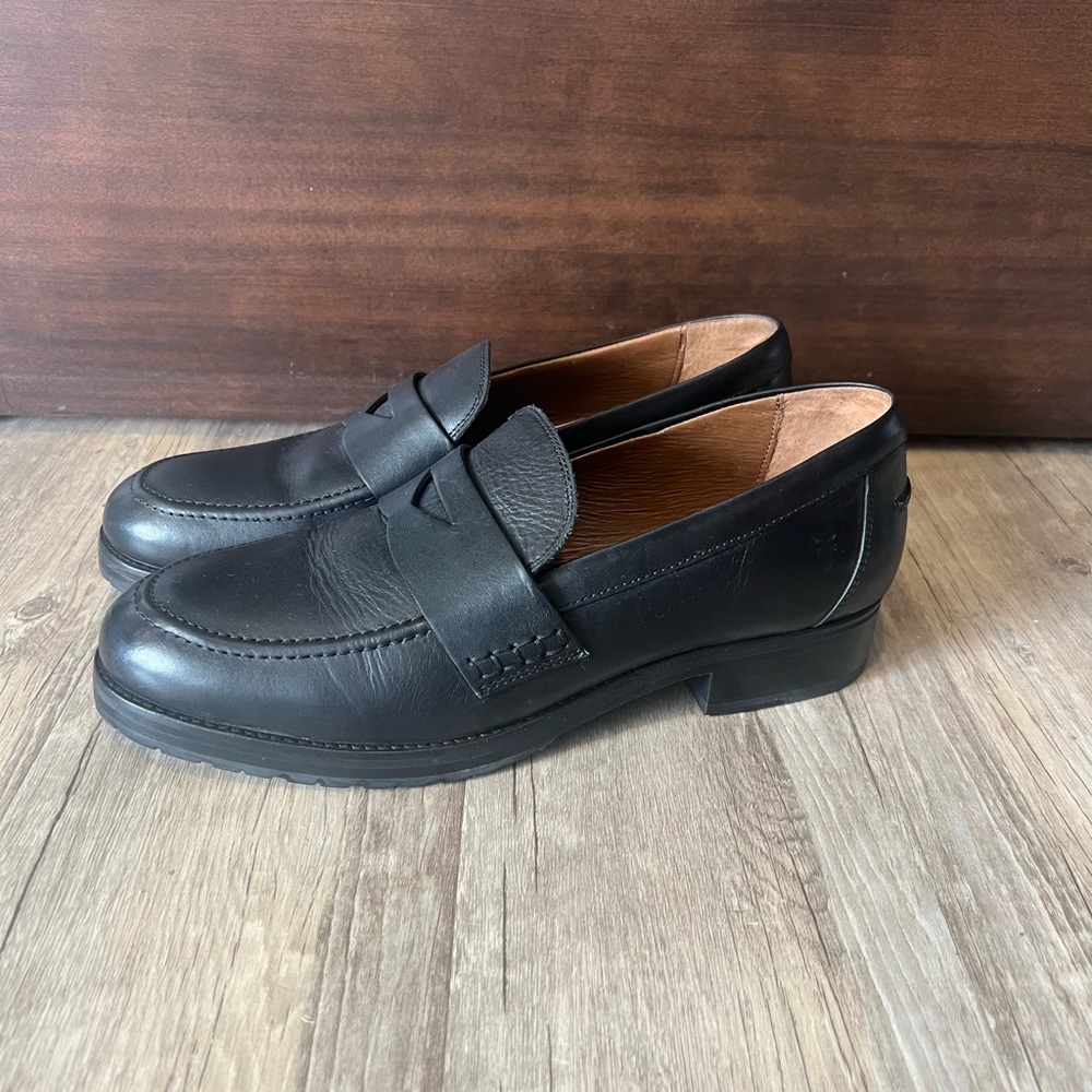 Frye Black Leather Loafers